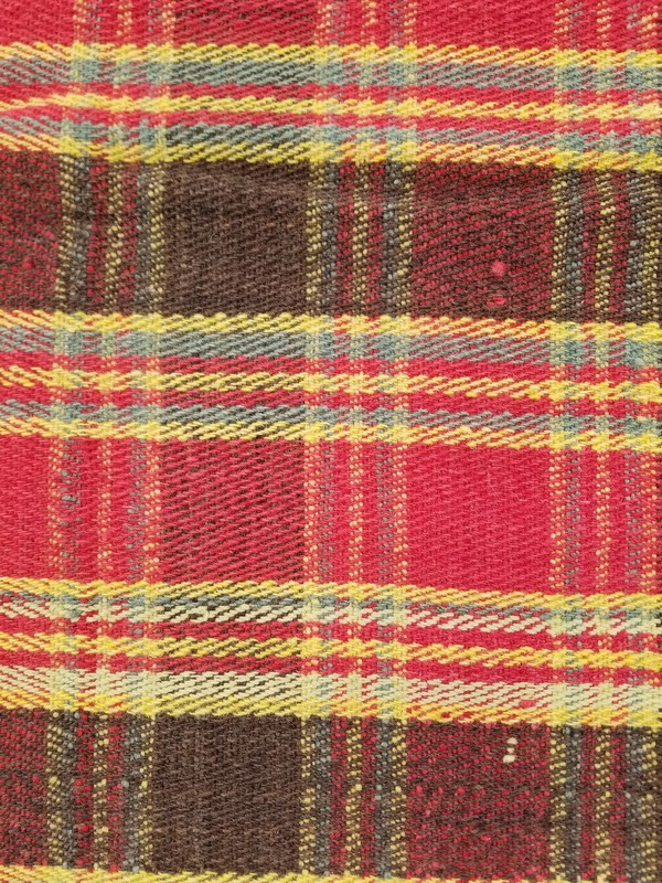 Vintage Woven Plaid Blanket Throw with Handmade Crochet Trim & Pom Pom 5.7x5.2ft gallery