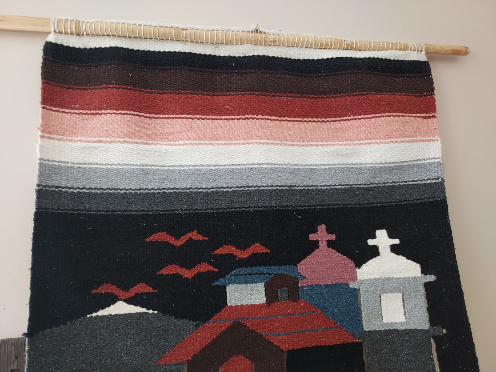 Vintage Handmade Wall Hanging Tapestry Multicolor about 27x46" gallery