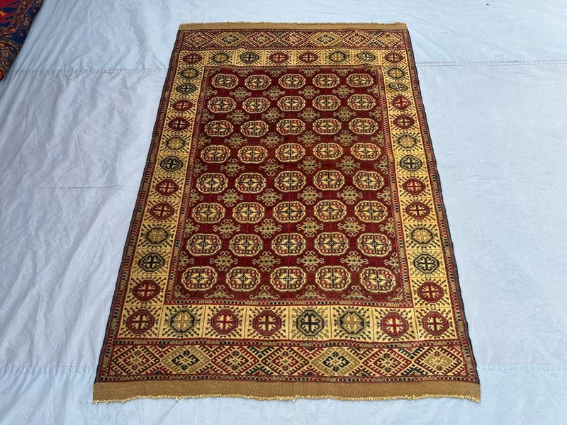 4'2x6'3 ft Antique Turkmen Tekke Rug Hand Knotted Wool Terracotta Red Area Rug gallery