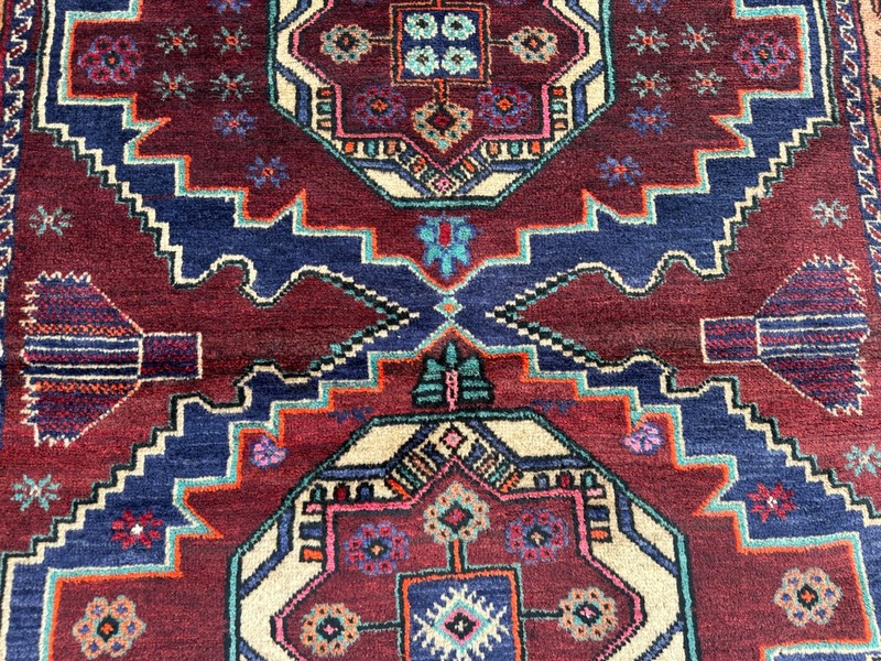 3'10 x 6'6 ft Vintage Afghan Rug Hand Knotted Wool Tribal Geometric Carpet gallery