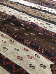 Antique Turkish Kilim Kelim Rug, 8x 4’9” Handmade Red, Blue, Beige, Orange Wool