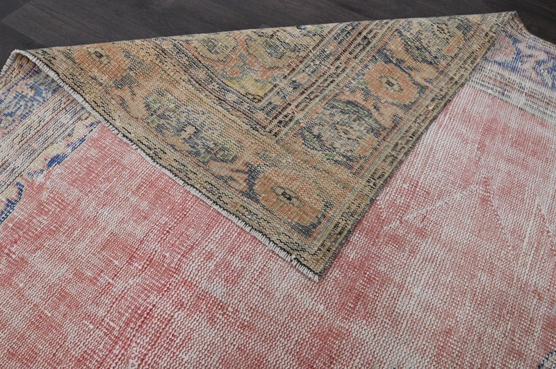 Oushak Turkish Vintage Rug 6x9 Kilim Rug Anatolian Handmade Boho Decor PINK gallery