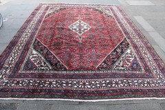 Vintage Hand Made Traditional Oriental Wool Red Blue Large Carpet 343x254cm