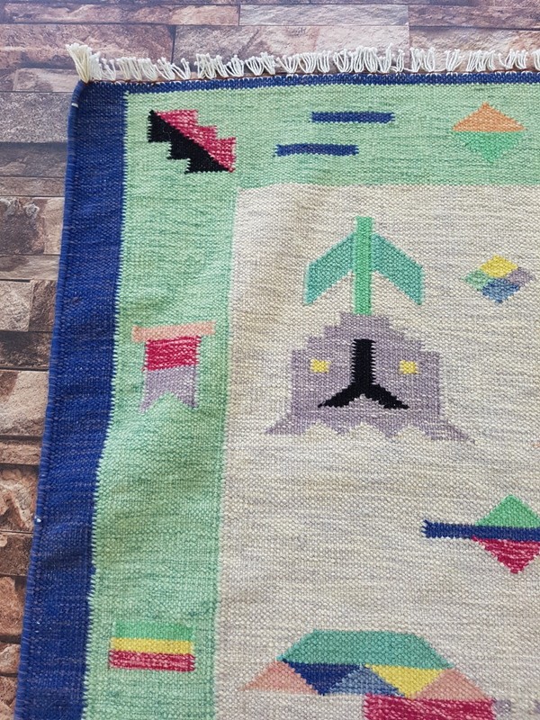 Vintage Handmade European Scandinavian Style Wool Traditional Rug 130x73 cm gallery