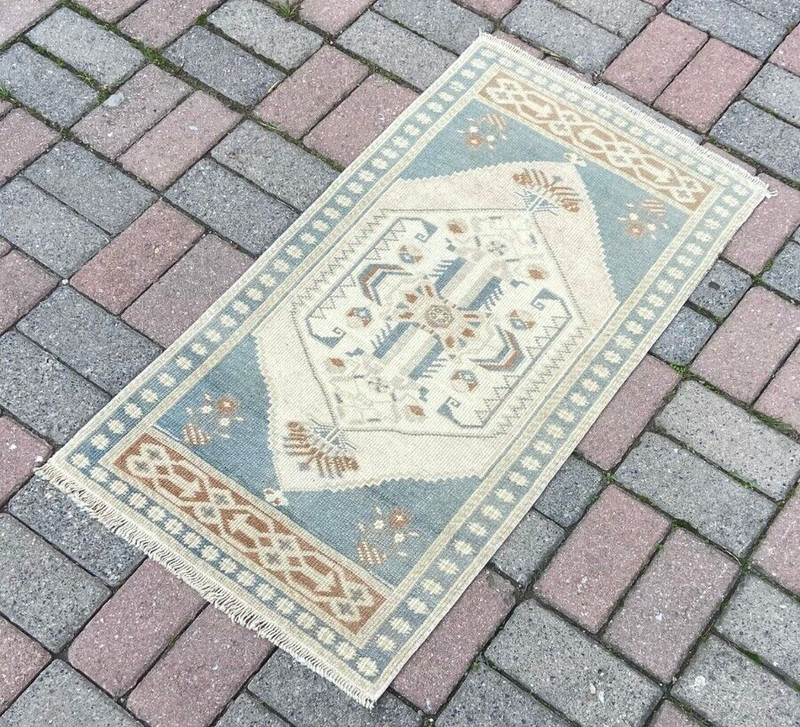 Vintage Small Rug, 1.8 x 3.3 ft Small Rug, 2 x 3 ft Beige Rug, Handmade Wool Rug gallery