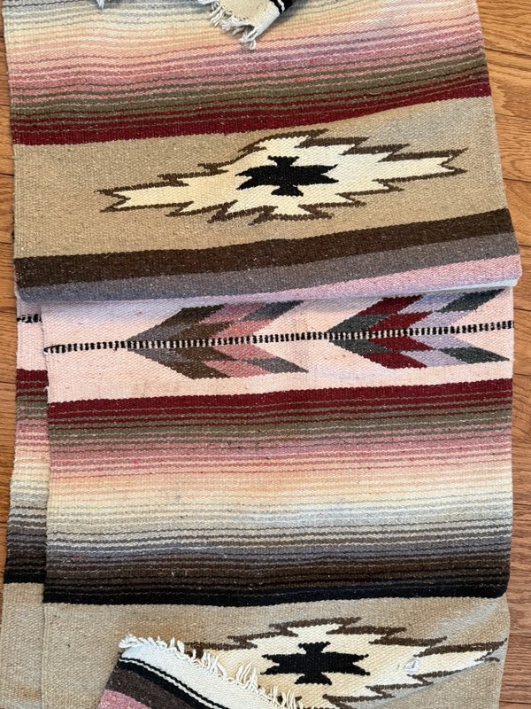 Turkish Kilim Rug Southwestern Style 77” x 40”Vintage Wool Pink, Beige, Purple gallery