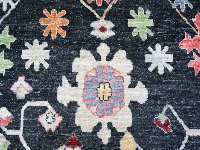 11'10" x 15'4" Charcoal Black, Pure Wool Angora Pile Legendary Oushak Rug gallery