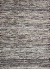 Brown Beige and White Hand Woven Wool Flat weave 5 x 7 Rug
