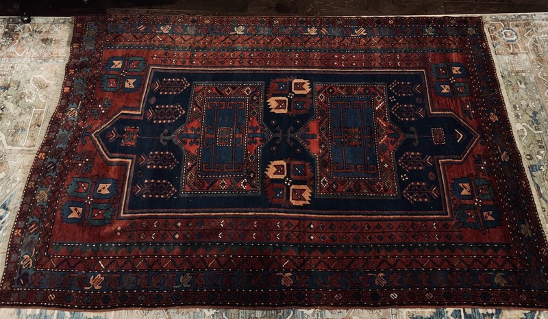 120+ Year Old Turkish Rug 1900s Antique. Handmade, Blue, Wool, 5.4 x 8.1 ft. gallery