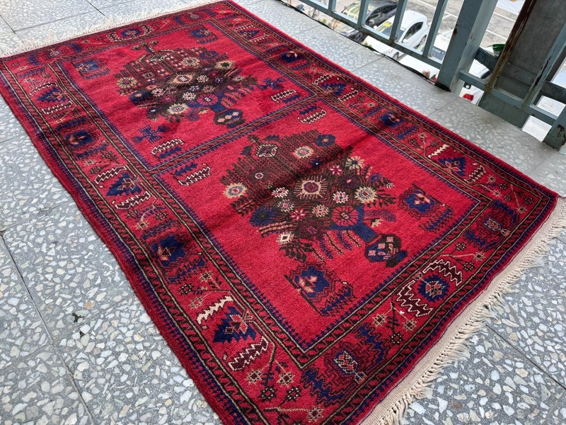 Antique Afghan Hand Knotted 3x5 Ft Wool Rug Traditional Turkmen Oriental Carpet gallery