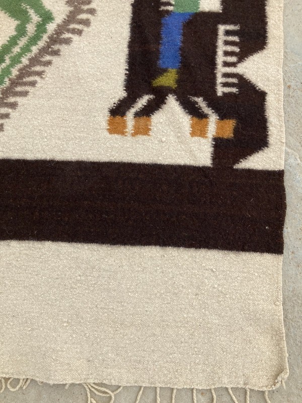 Vintage Handmade Traditional Native American Pictorial Floor Rug 204x118 cm gallery