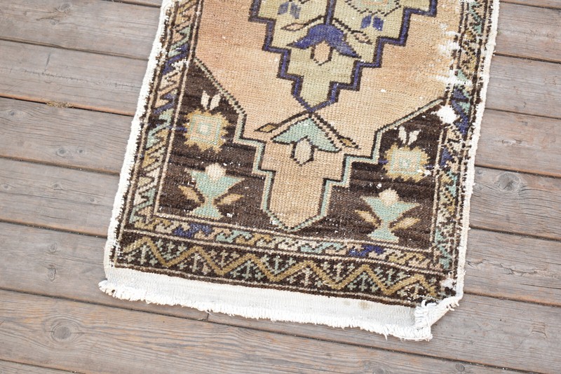 Turkish Carpet Hand Knotted 1x3 Size Doormat Chair Multi Color Rug 49x116cm gallery