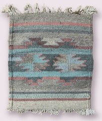 Southwest Vintage Authentic Mexican Hand-Woven Rugs Table Runner Decor 14 x 12”