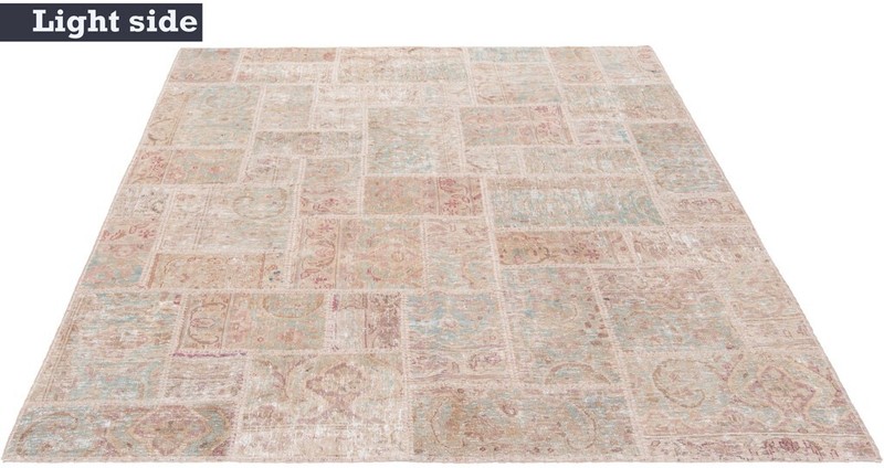 Patchwork 187x151 cm Vintage Hand Knotted Oriental Rug Beige Rectangle gallery