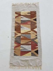 Vintage Handmade Traditional Pictorial Multicolor Kilim Rug Carpet 140x66cm