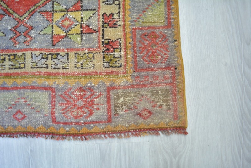Old Colorful Handmade Vintage Runner, 2x5.4ft, Antique Turkish Geometric Runner gallery