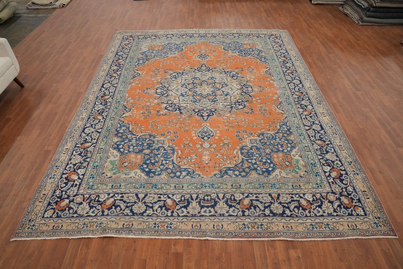 Vintage Traditional Wool Orange Over-Dyed Handmade Room Size Area Rug 10x12 gallery