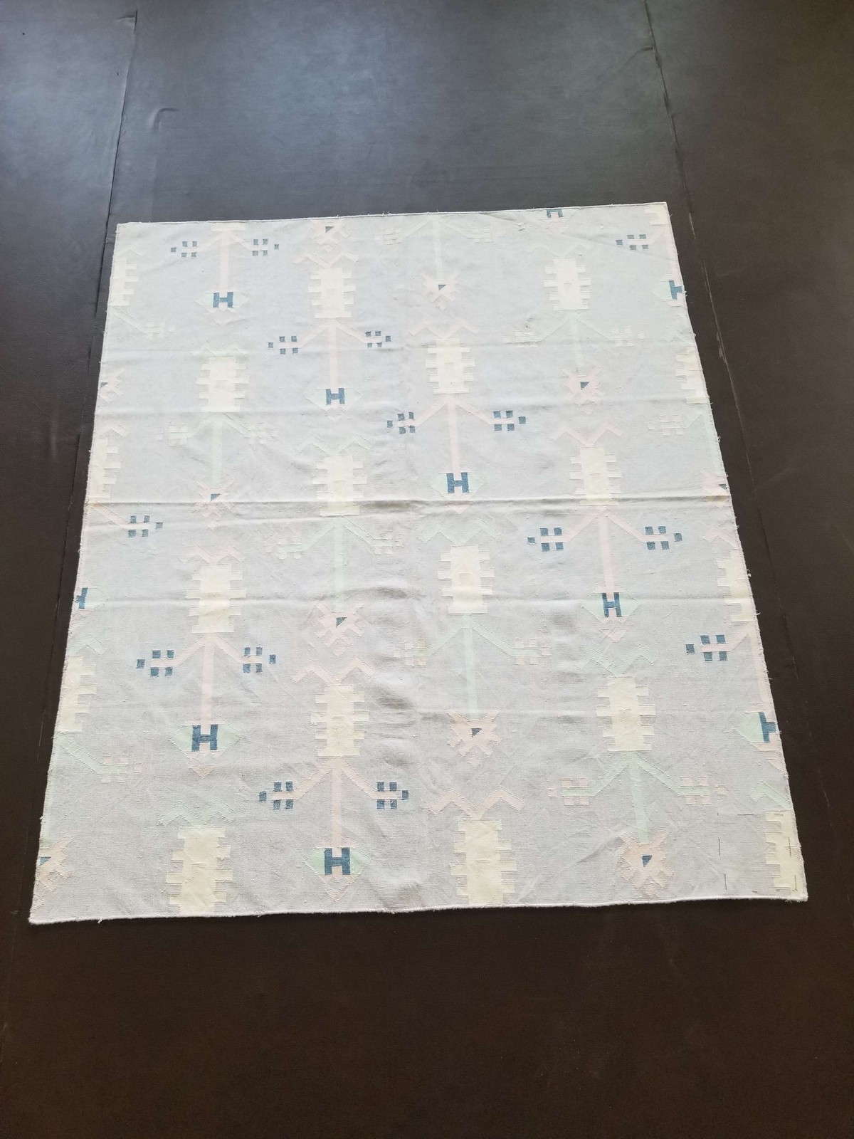Fine Vintage Traditional Hand Made Oriental Wool Cyan Kilim 160x135cms gallery