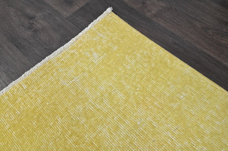 Vintage Turkish Runner Rug 2x6ft Wool Anatolian Handmade Hallway Oushak YELLOW gallery