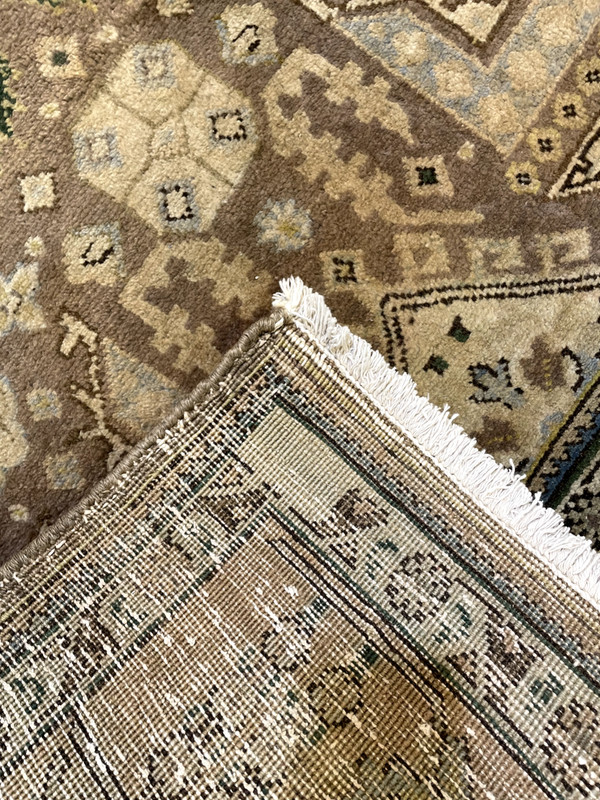 Antique Oriental Hand-Knotted Wool Area Rug Ivory/Green/Light Brown 6'8" x 9'8" gallery