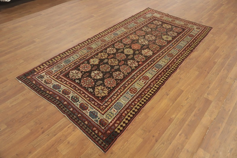 Pre-1900 Hand-made Antique Vegetable Dye Kazak Oriental Rug Nomad Carpet 4x8 gallery