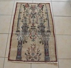 Accent Handmade Carpet 2.5×4 ft Distressed Rug Vintage Oushak Muted Runner C36
