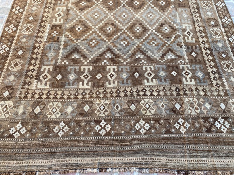 Brown 8.1x13.5ft Handmade Kilim Rug Tribal Geometric Flatweave Large Area Rug gallery
