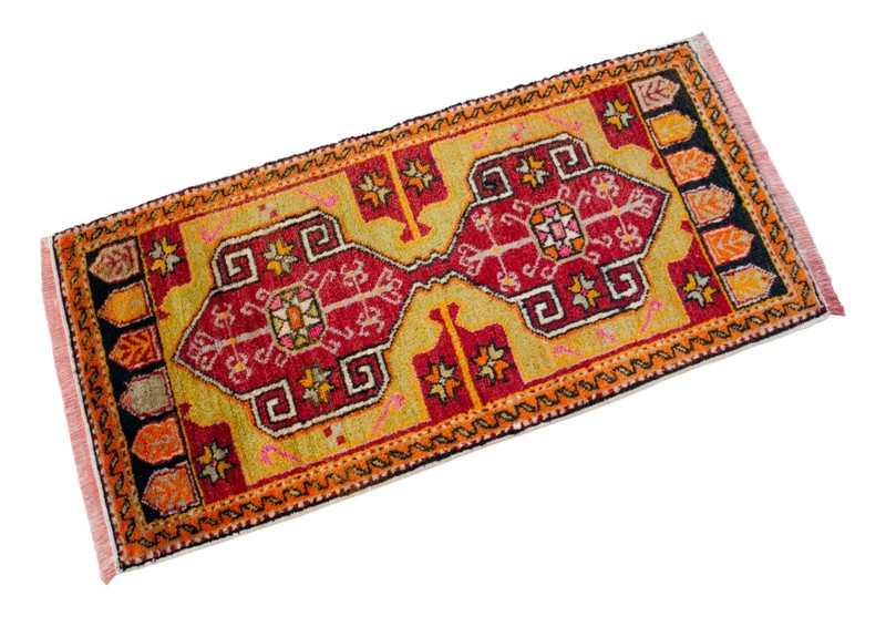 Vintage Turkish Small Rug 1'8" x 3'4" Hand Knotted Doormat Entry Kitchen Rug gallery