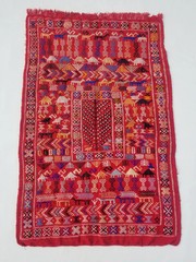 Vintage Traditional Handmade Moroccan Berber Wool Multicolor Kilim 5.1×3.3ft