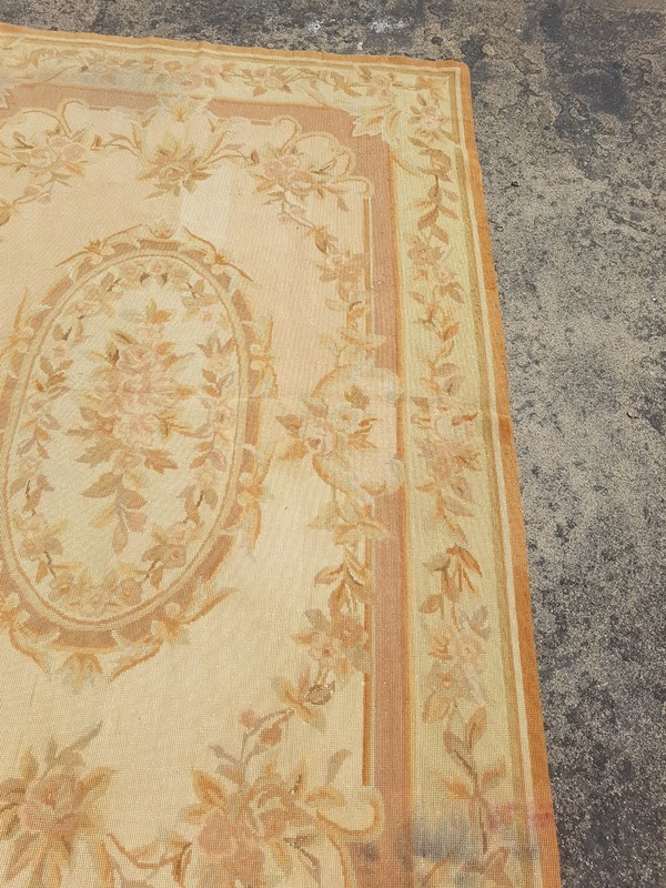 Vintage French Floral Needlepoint Handmade Multicolor Rug Wool Carpet 174x113 cm gallery