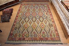 _HAND-MADE_Southwestern style flat woven Kilim Wool Rug 10’X7′ Rust & Brown Pm75