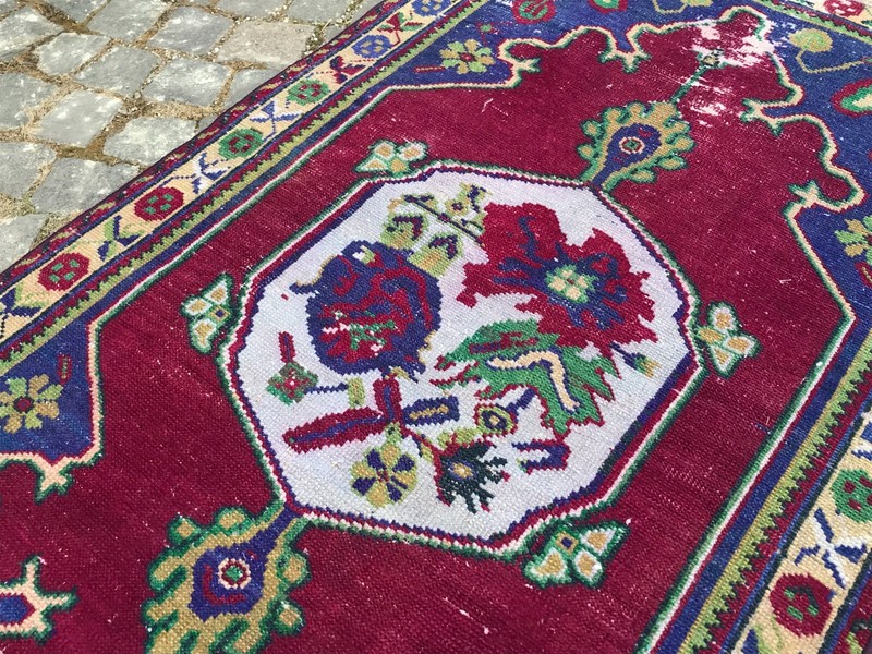 Turkish Antique rug Bohemian Area rug Oushak rug Vintage Rug Handmade Wool rug gallery