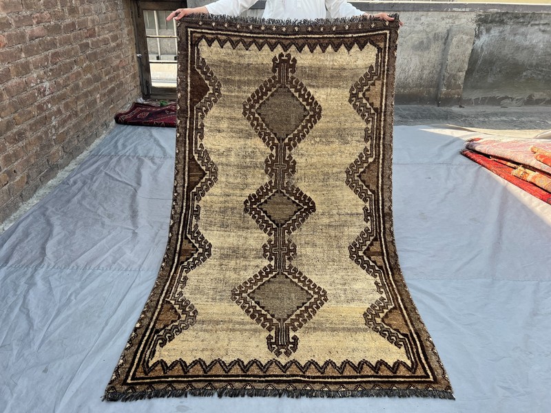 110x200cm Vintage Handmade Moroccan Style Medallion Wool Area Rug Low Pile Decor gallery