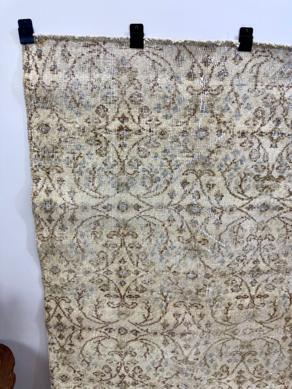 4x7 Floral Beige Vintage Turkish Rug, Oushak Rug, Handmade Area Rug 3.5x6.6 ft gallery