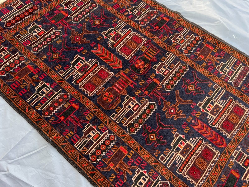 Vintage Afghan War Rug 2'10 x 4'8 – Hand Knotted Tribal Pictorial Wool Carpet gallery