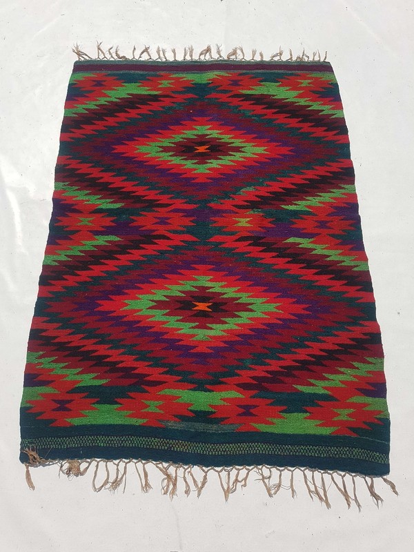 Fine Vintage Traditional Hand Made Oriental Wool Red Kilim Rug 164x113cm gallery