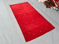 3’5×7 ft Vintage Red Moroccan Hand Woven Kilim Rug Flat Weave Tribal Runner Rug