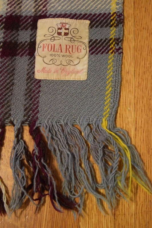 Vintage 100% Wool Fola Rug Plaid Fringed Made in England gallery