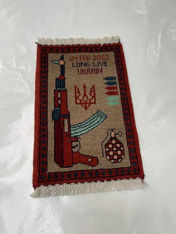 49x34cm AFGHAN WAR RUG Beautifully Made Mini rug Lot 2 War Rugs Handicrafts #470 gallery