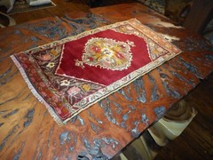 Beautiful, rich colors, Turkish vintage handmade rug 20×34″