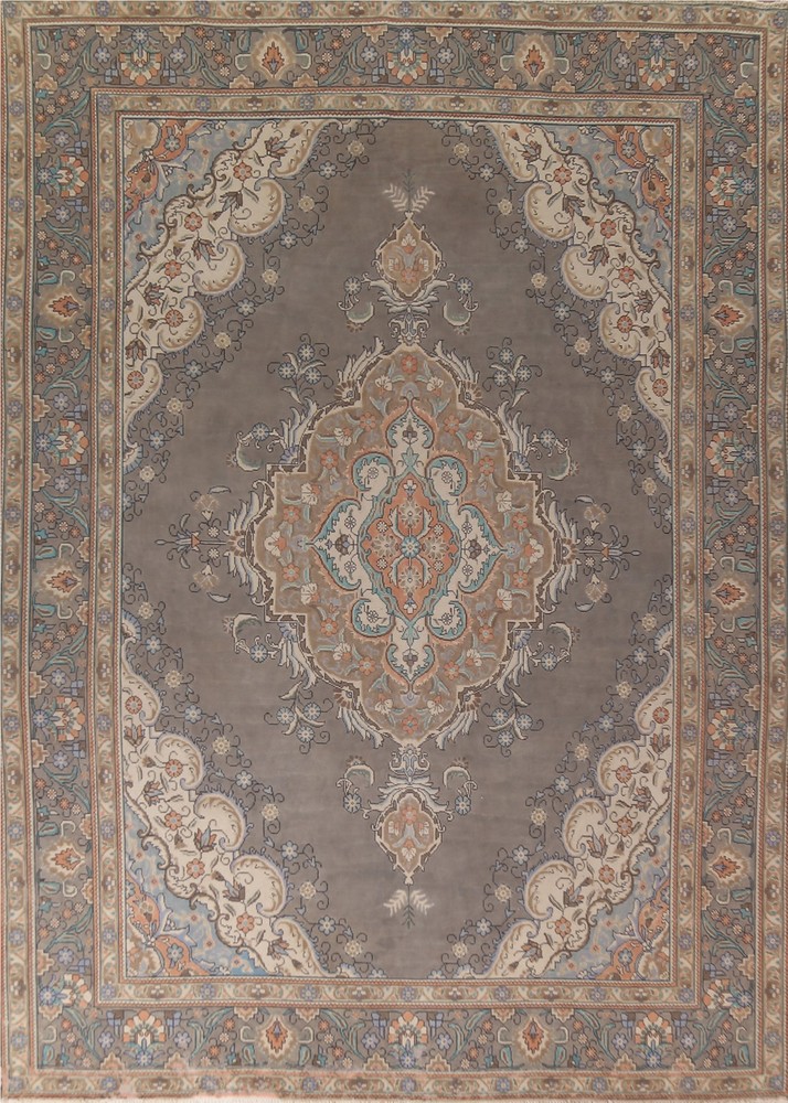 Vintage Gray Living Room Area Rug 10x13 Traditional Wool Hand-knotted Carpet