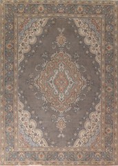 Vintage Gray Living Room Area Rug 10×13 Traditional Wool Hand-knotted Carpet