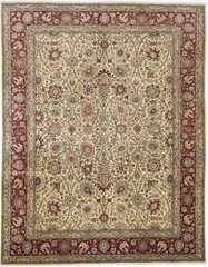 Hand-Knotted Semi-Antique Floral Oriental Rug Cream Home Decor Carpet 9X11’6 ft