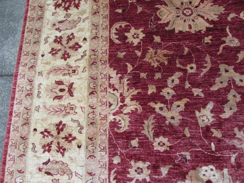 Traditional Hand Made Afghan Oriental Wool Burgundy Red Zigler Carpet 393x297cm gallery