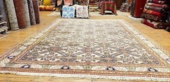 Masterpiece Antique Muted Dye Cross Patterned Wool Pile Hereke Rug 7x10ft