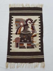 Vintage Handmade Mexican Pictorial Multicolor Kilim Rug Carpet 103x65cm