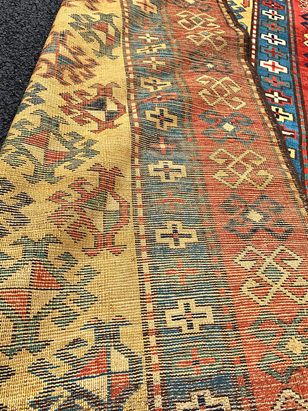 Antique Caucasian Kazak Shirvan Runner 4x9ft ft circa 1890 gallery