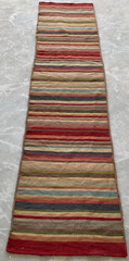 Vintage Traditional Handmade Turkish Strip Kilim Flat-weave Runner Rug 246×59 cm