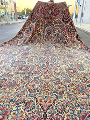 Auth: 20’s Antique Lavar Kermann Crisp Botanical Beauty. Jewel Tones 10.6×22