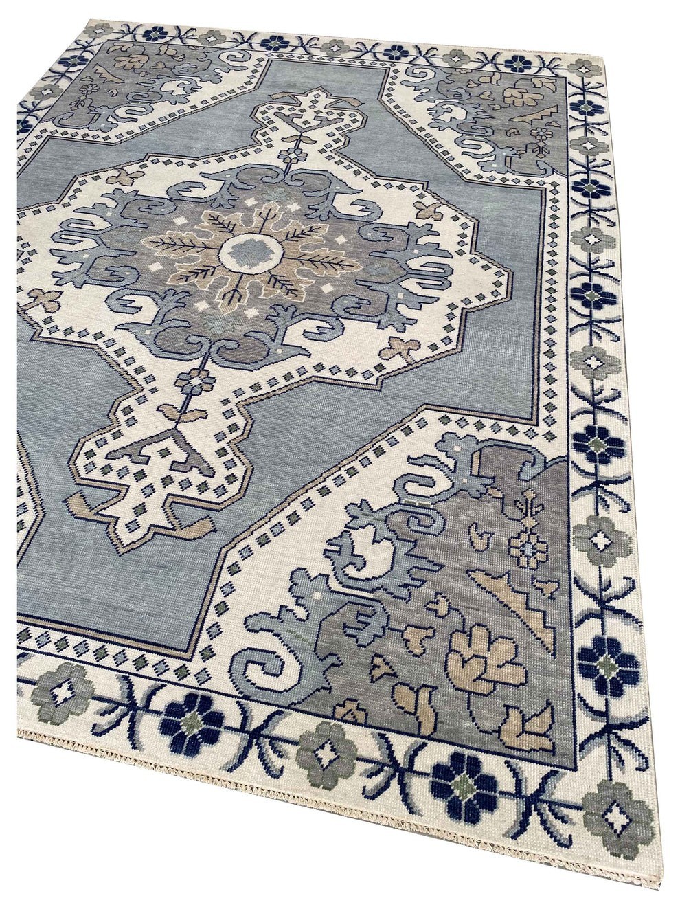 Vintage Turkish Oushak Rug, Beige 9X12 ft, Handmade Wool, Bohemian Anatolian gallery
